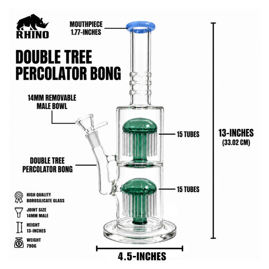13 Inch Double Tree Percolator Glass Bong