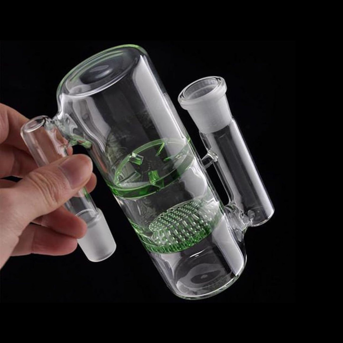 Double Perc Glass Ash Catcher | 14mm male