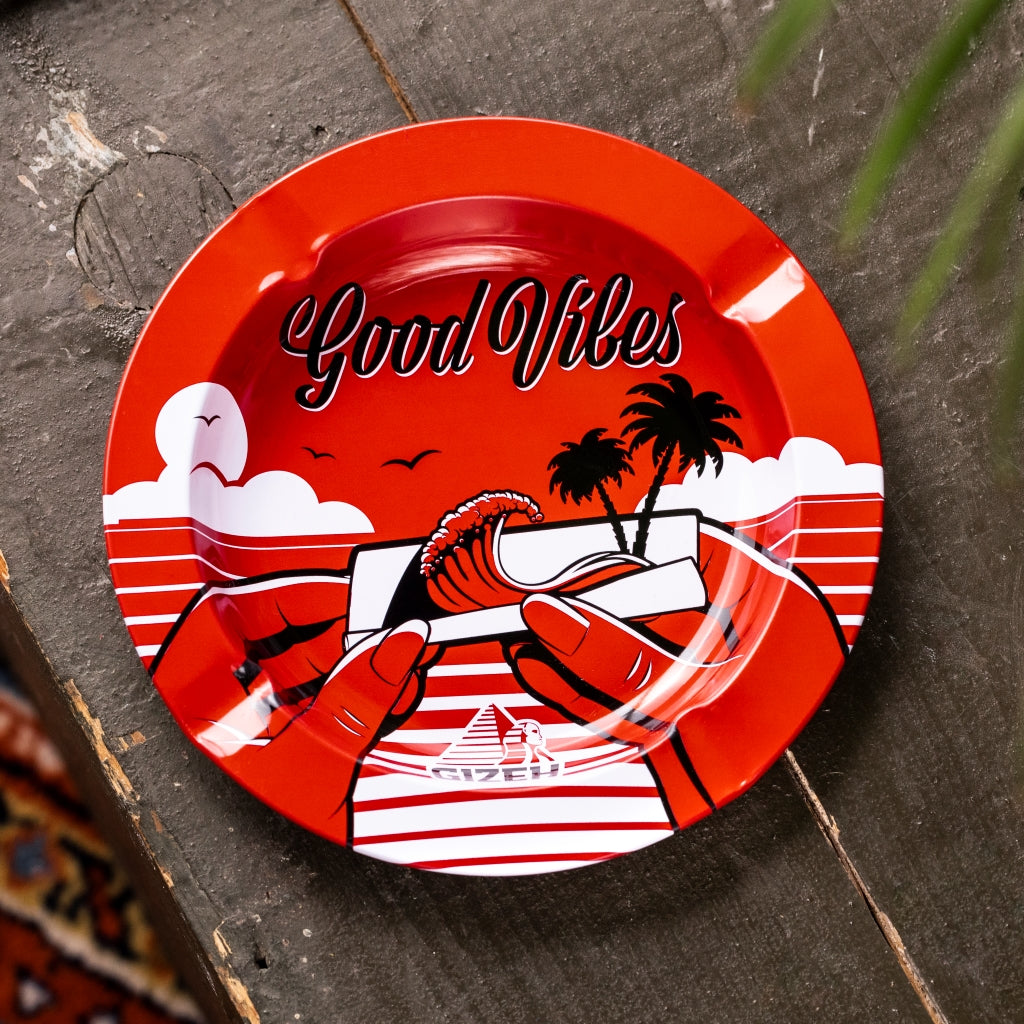Gizeh Metal Ashtray Good Vibes Top