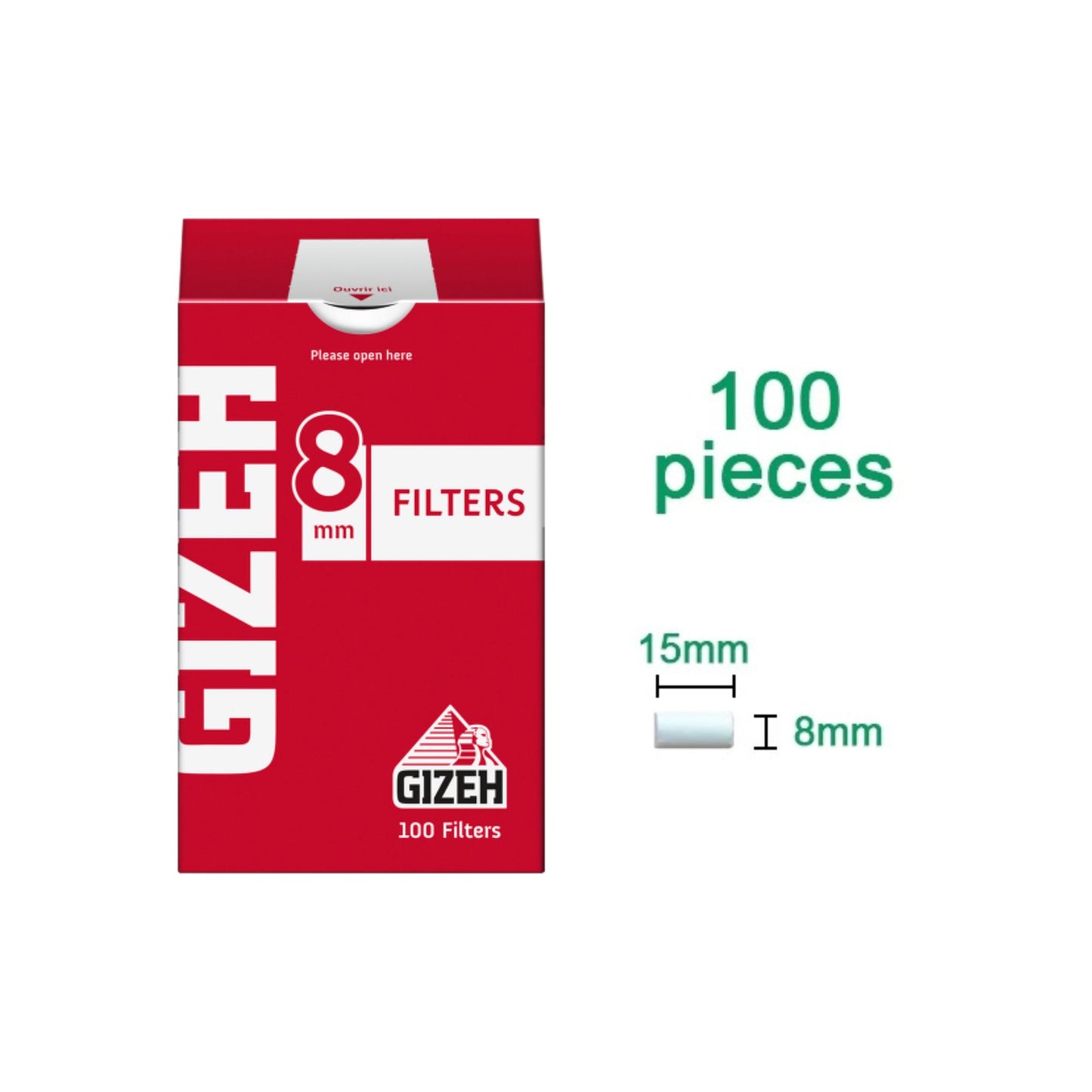 Gizeh Cotton Filter 8mm - Pack of 100