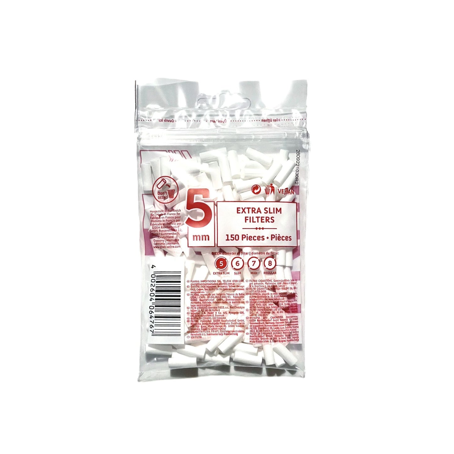 Gizeh Extra Slim Filters 5mm - Pack of 150