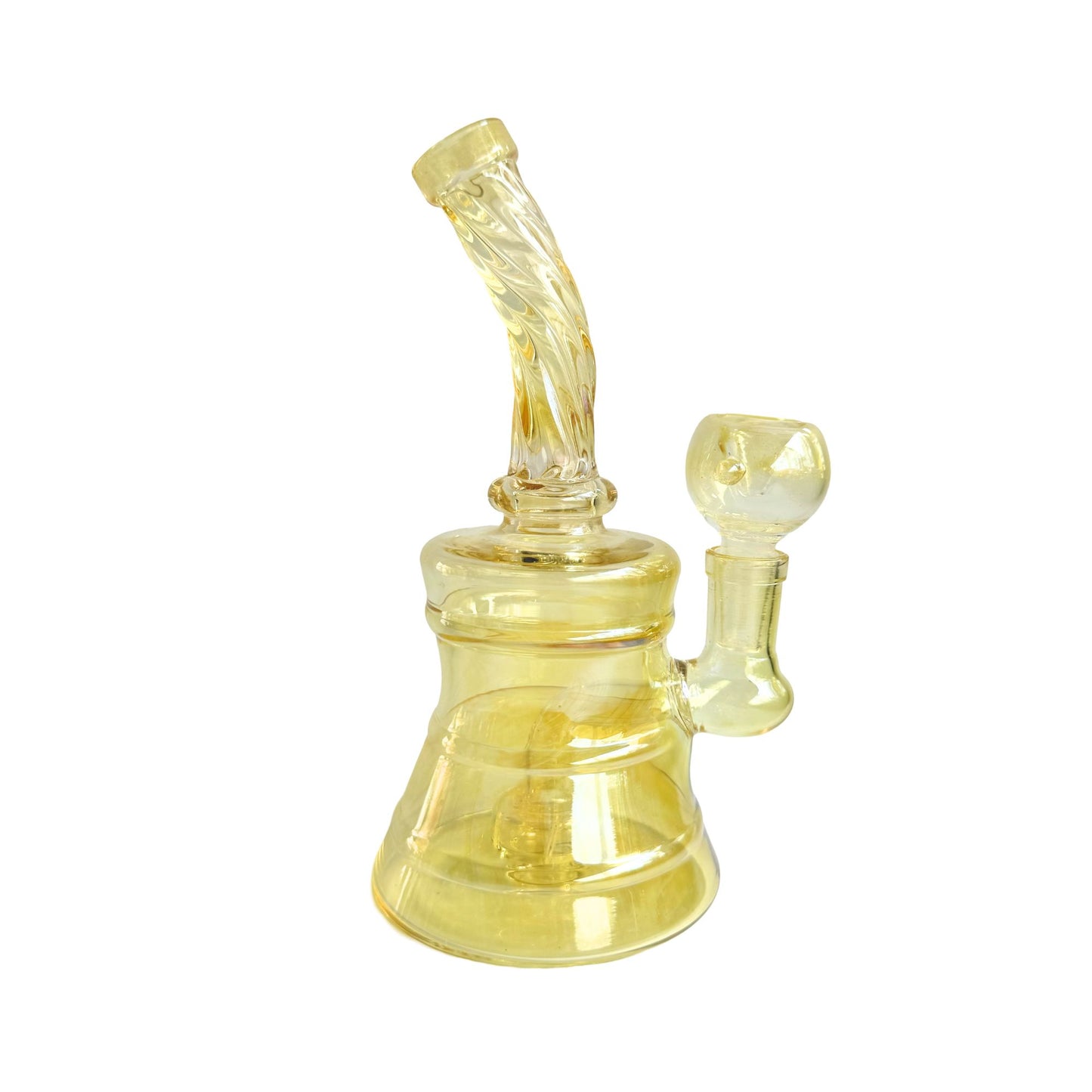 8-Inch Compact Yellow Glass Bong - High-Gloss Borosilicate with Disc Percolator