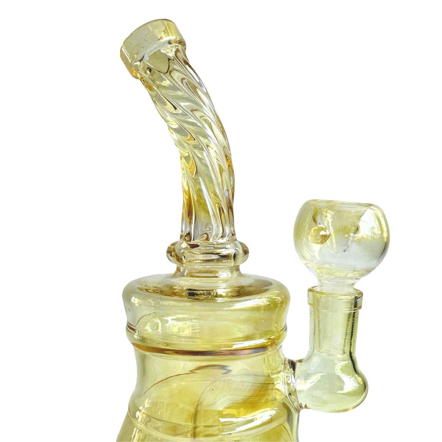 8-Inch Compact Yellow Glass Bong - High-Gloss Borosilicate with Disc Percolator