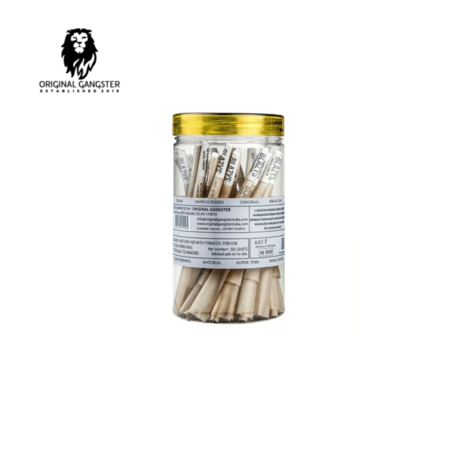 ORIGINAL GANGSTER Blazys Pre-Rolled Cones - Jar of 50
