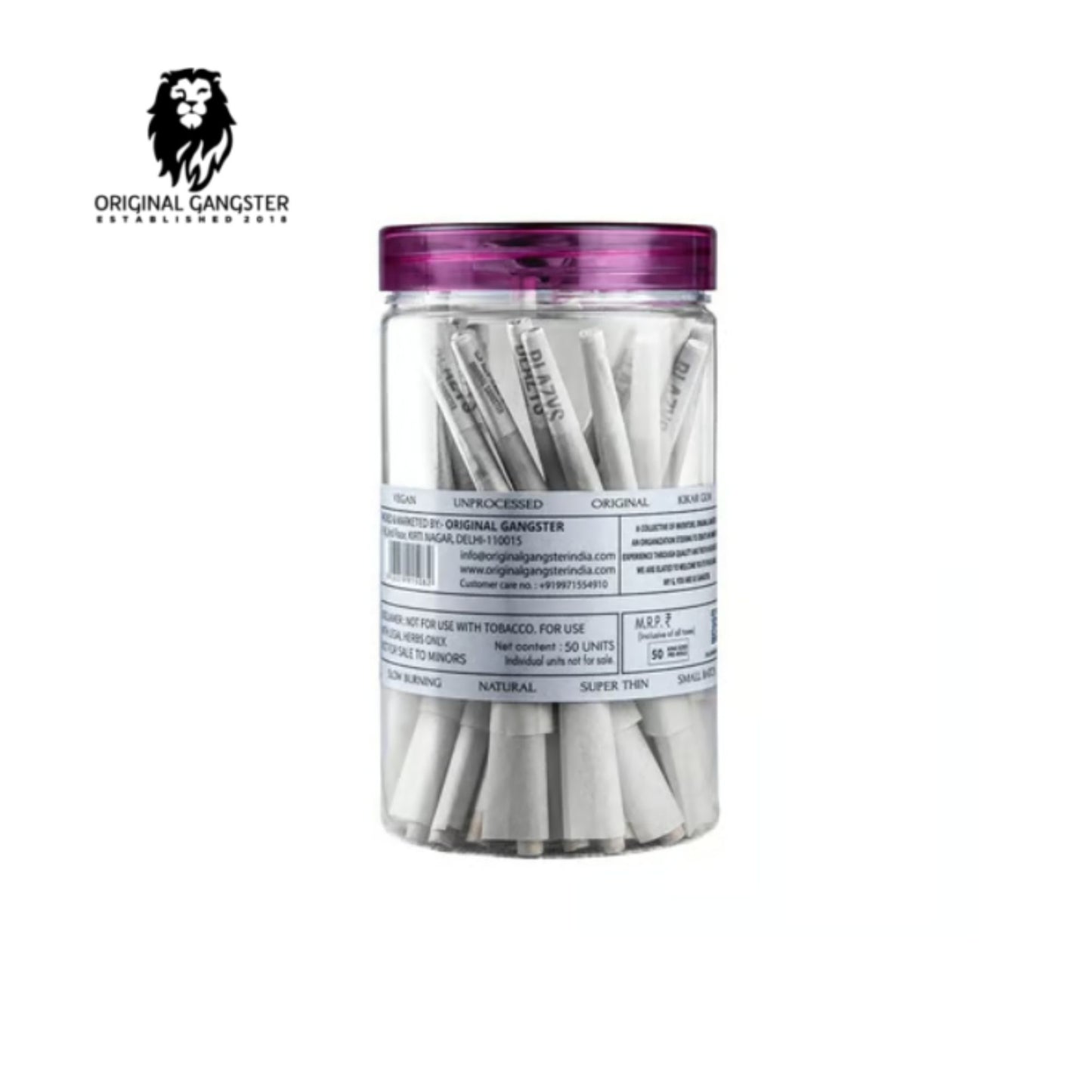 ORIGINAL GANGSTER Blazys Pre-Rolled Cones - Jar of 50