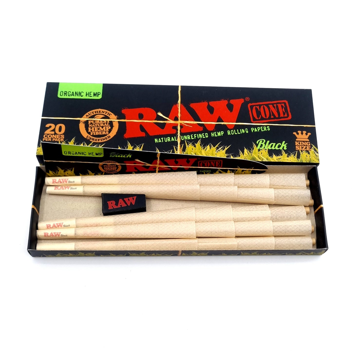 RAW Black Organic Hemp King Size Pre-Rolled Cones