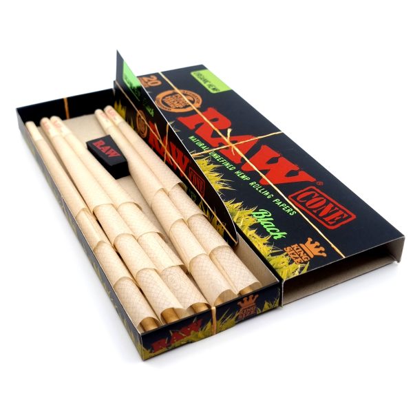 RAW Black Organic Hemp King Size Pre-Rolled Cones