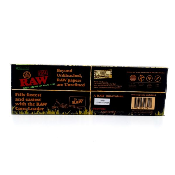 RAW Black Organic Hemp King Size Pre-Rolled Cones