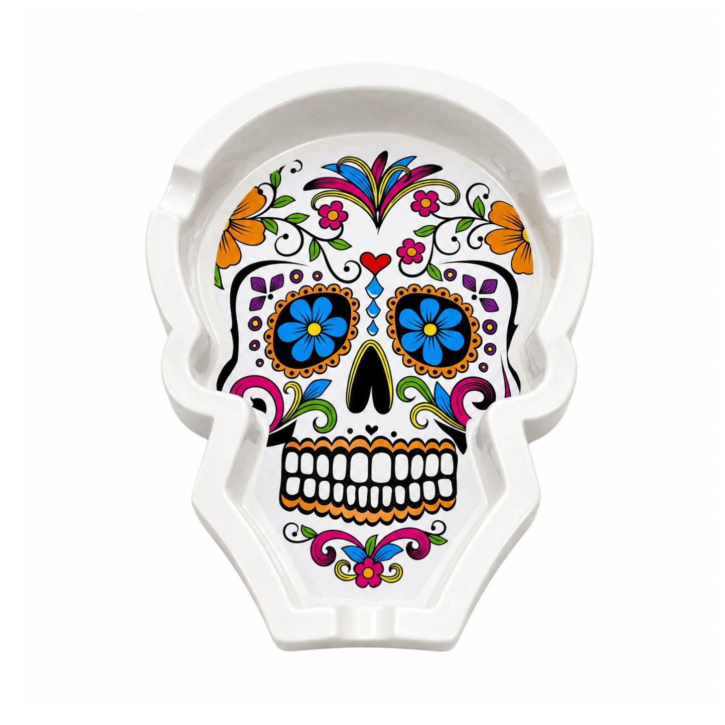 Resin Sugar Skull Ashtray - White