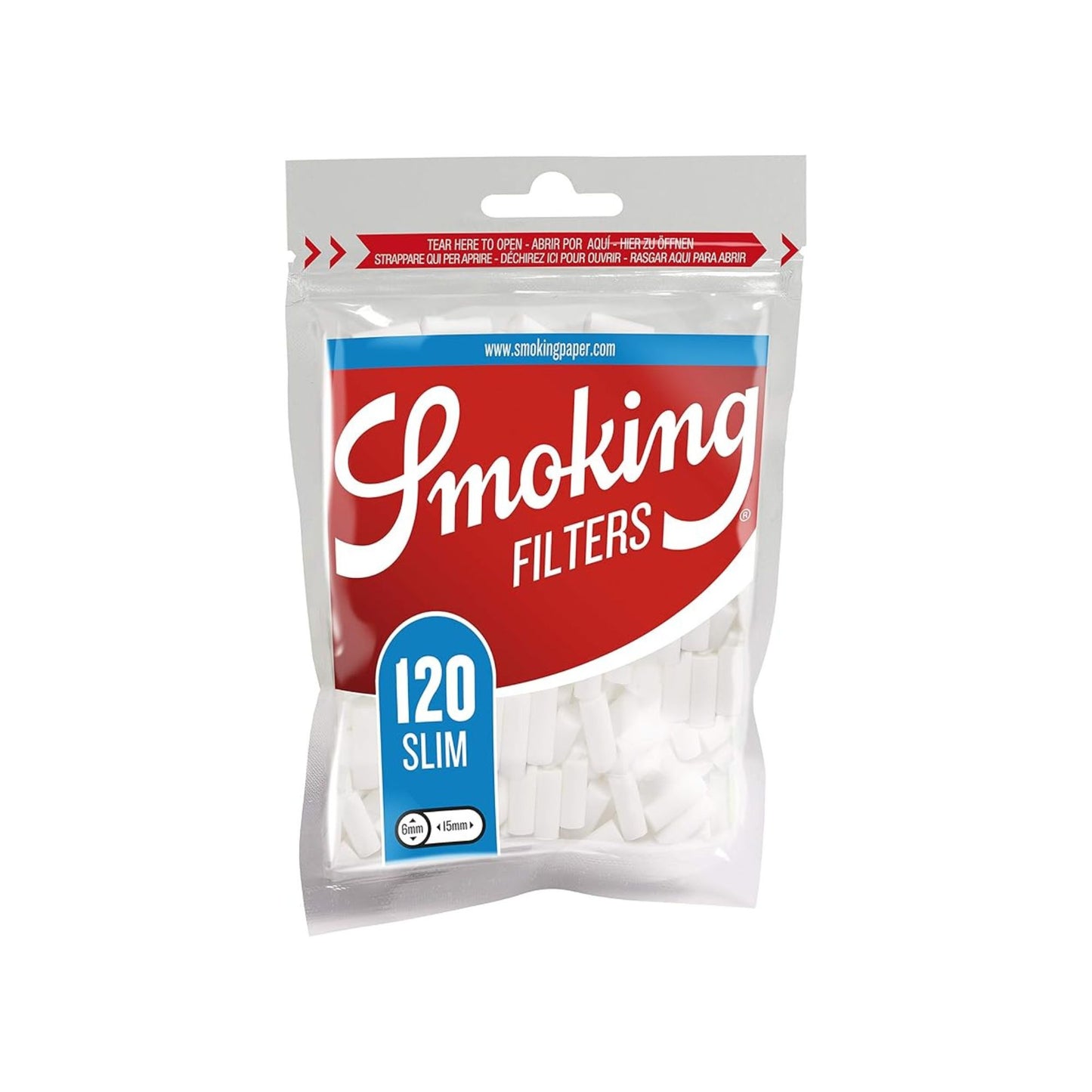SMOKING Cotton Filters 6mm x 15mm - Pack of 120
