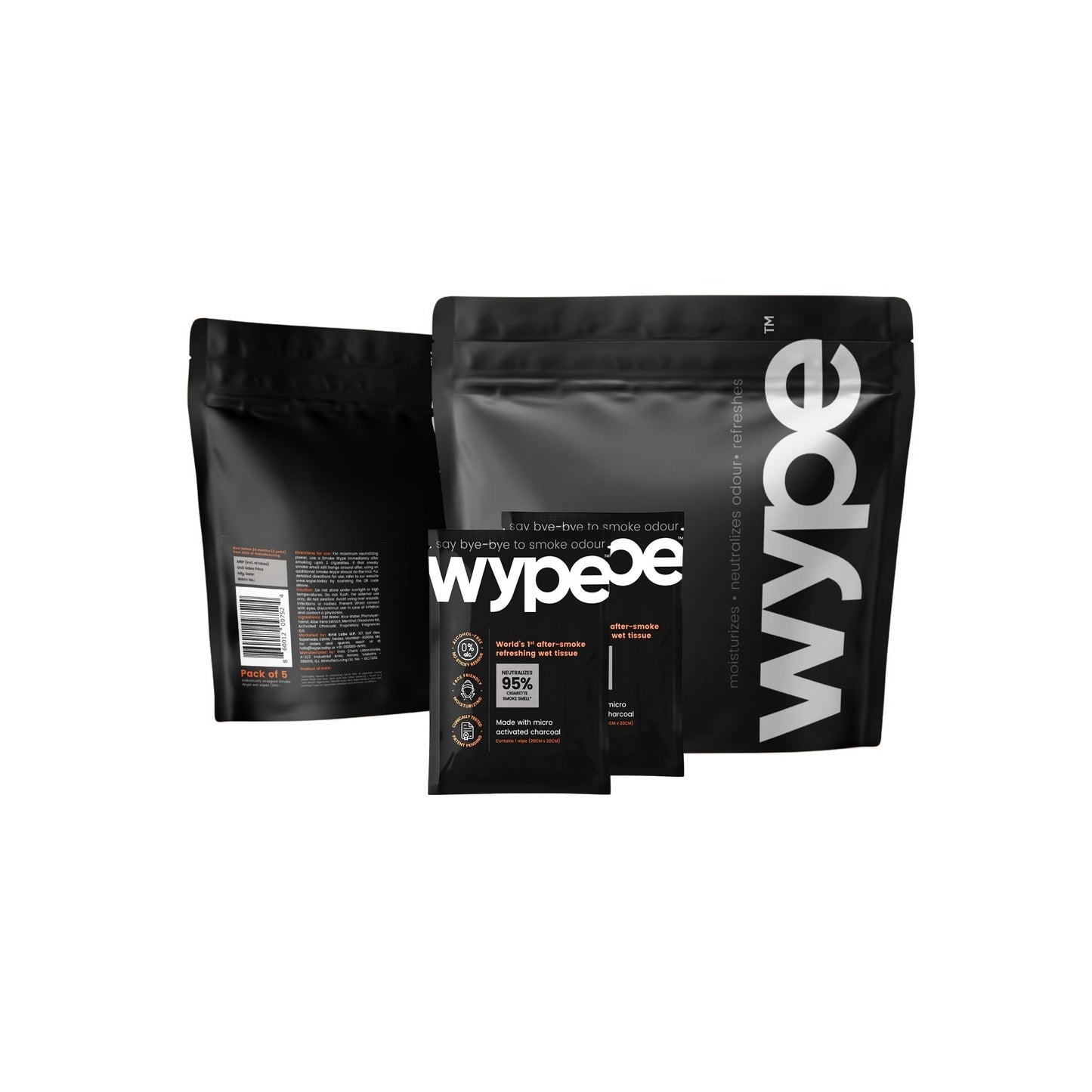 Wype Odor Neutralizing Wet Wipes - Pack of 5