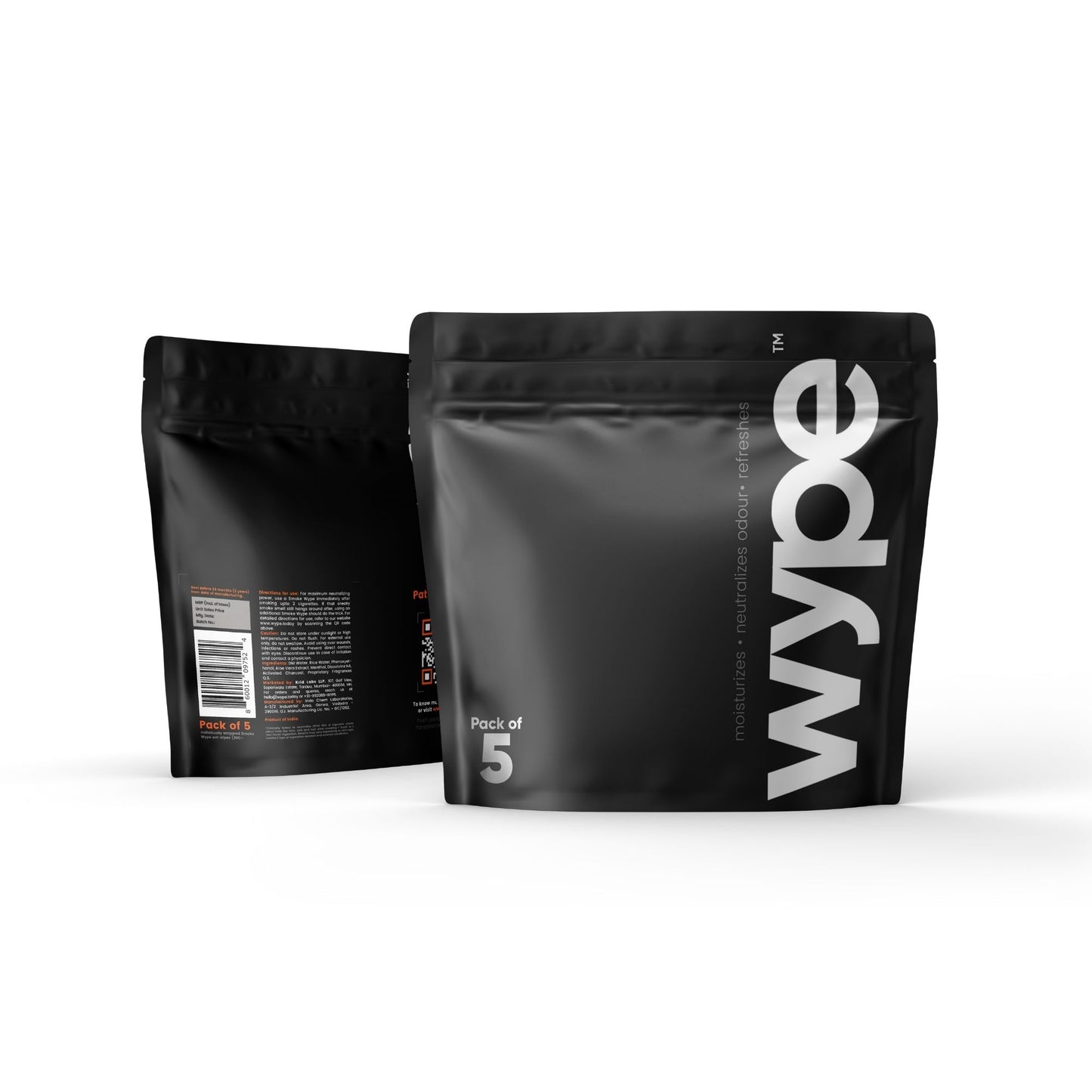 Wype Odor Neutralizing Wet Wipes - Pack of 5