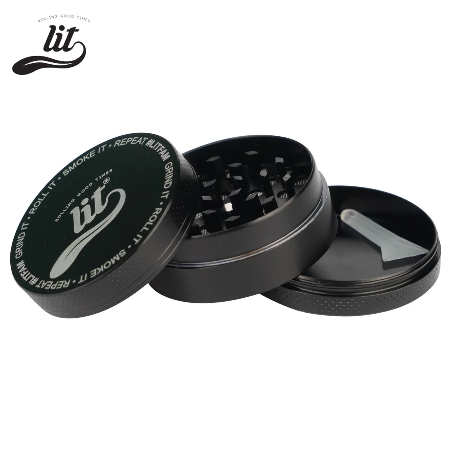 Lit Herb Grinder 55 MM | Black Crusher