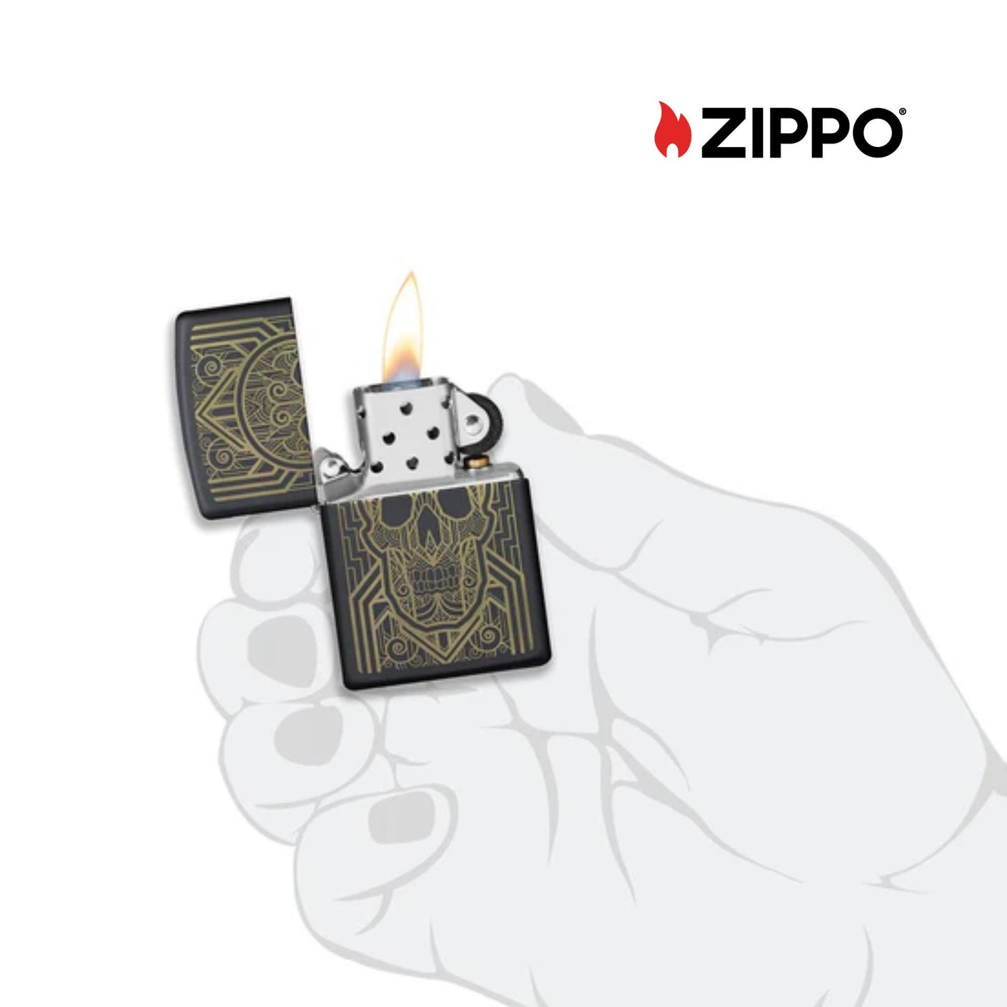 ZIPPO Art Deco Skull Design Windproof Lighter
