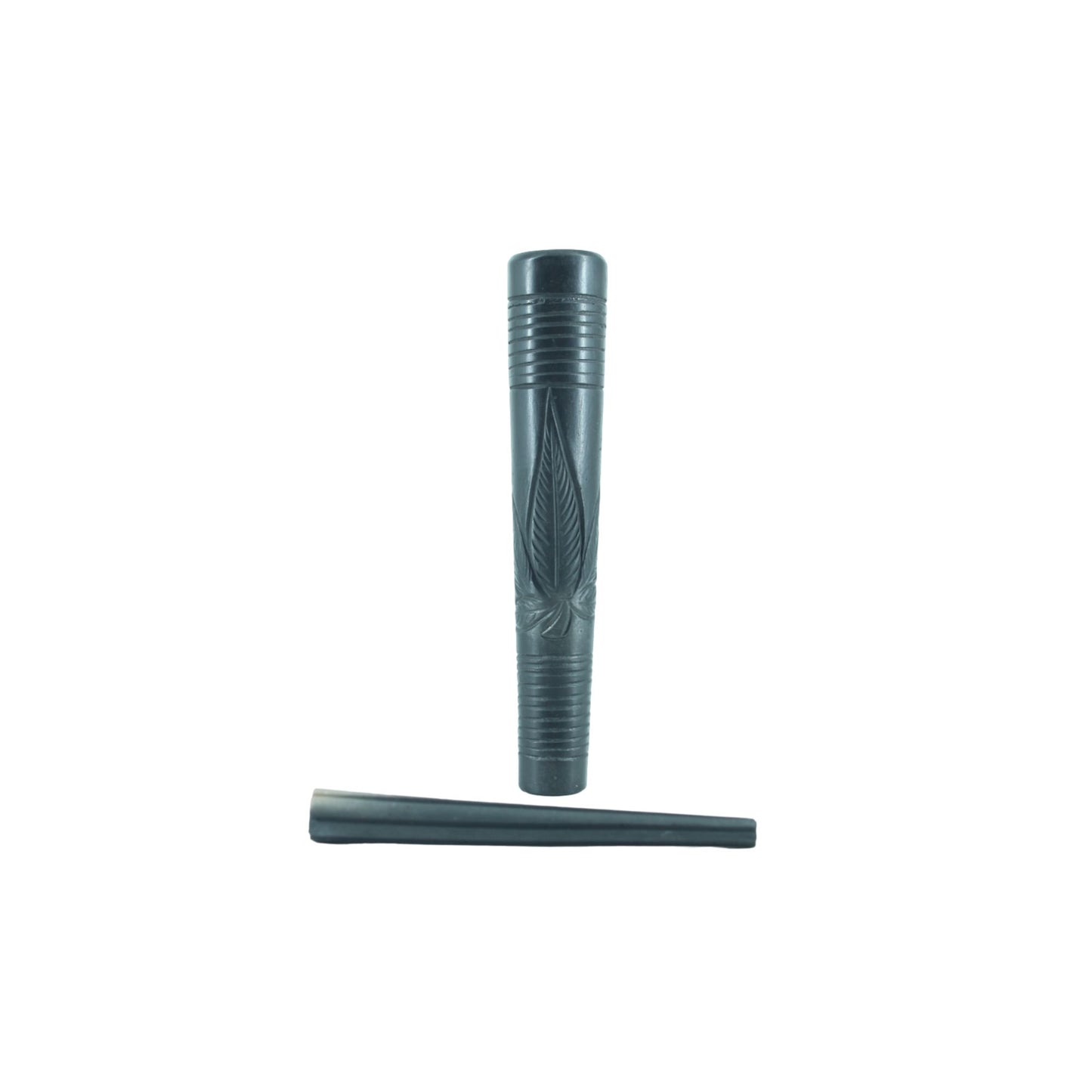 Black Clay Chillum Cannabis Leaf