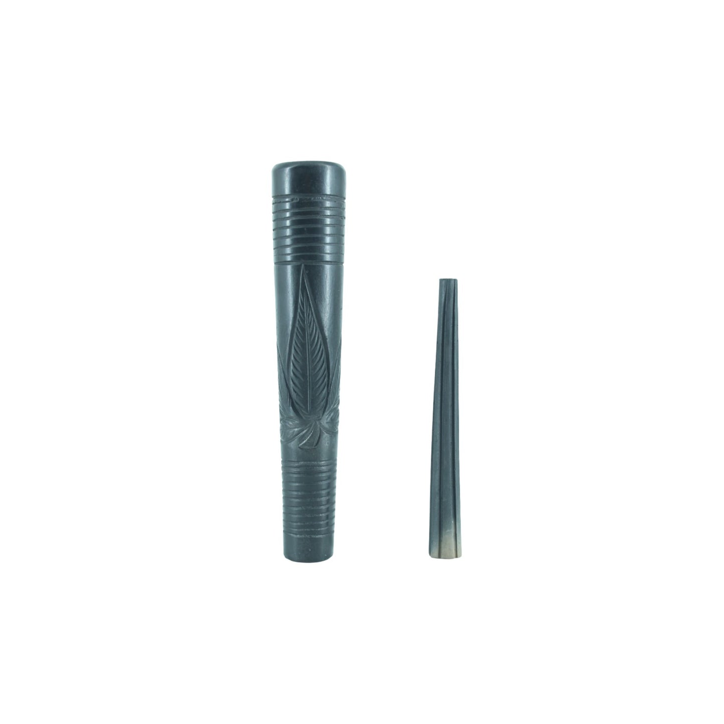 Black Clay Chillum Cannabis Leaf