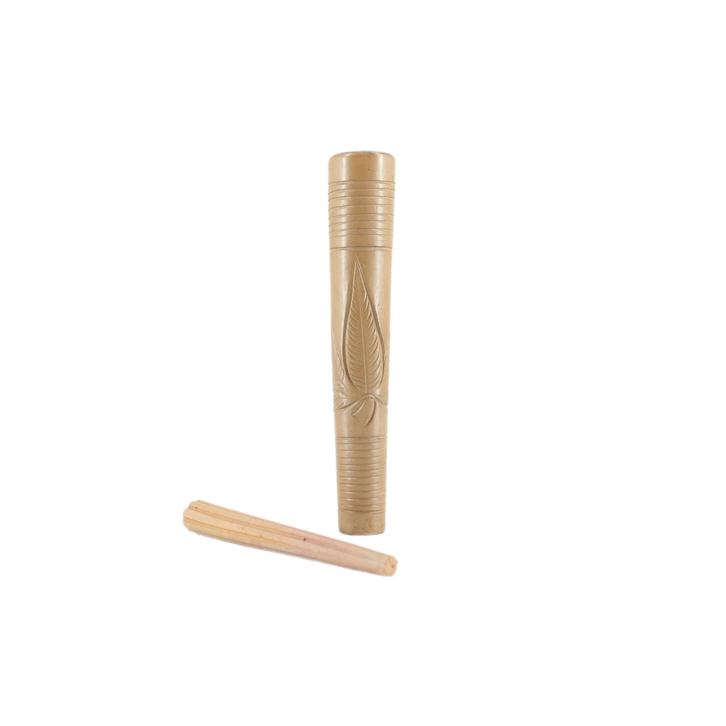 Brown Clay Chillum Cannabis Leaf