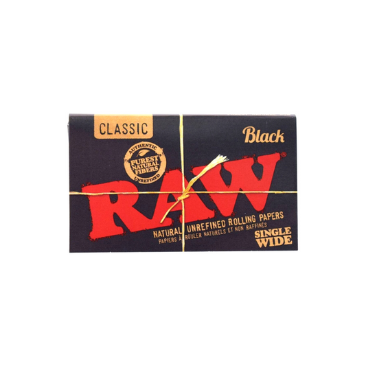 RAW Black Single Wide Size Rolling Papers-100 leaves - HighJack