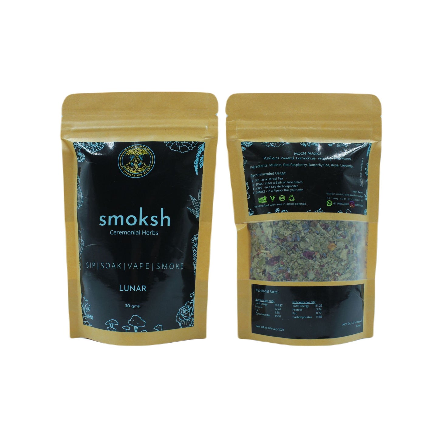 SMOKSH LUNAR Herbal Smoking Blend 30g HighJack India