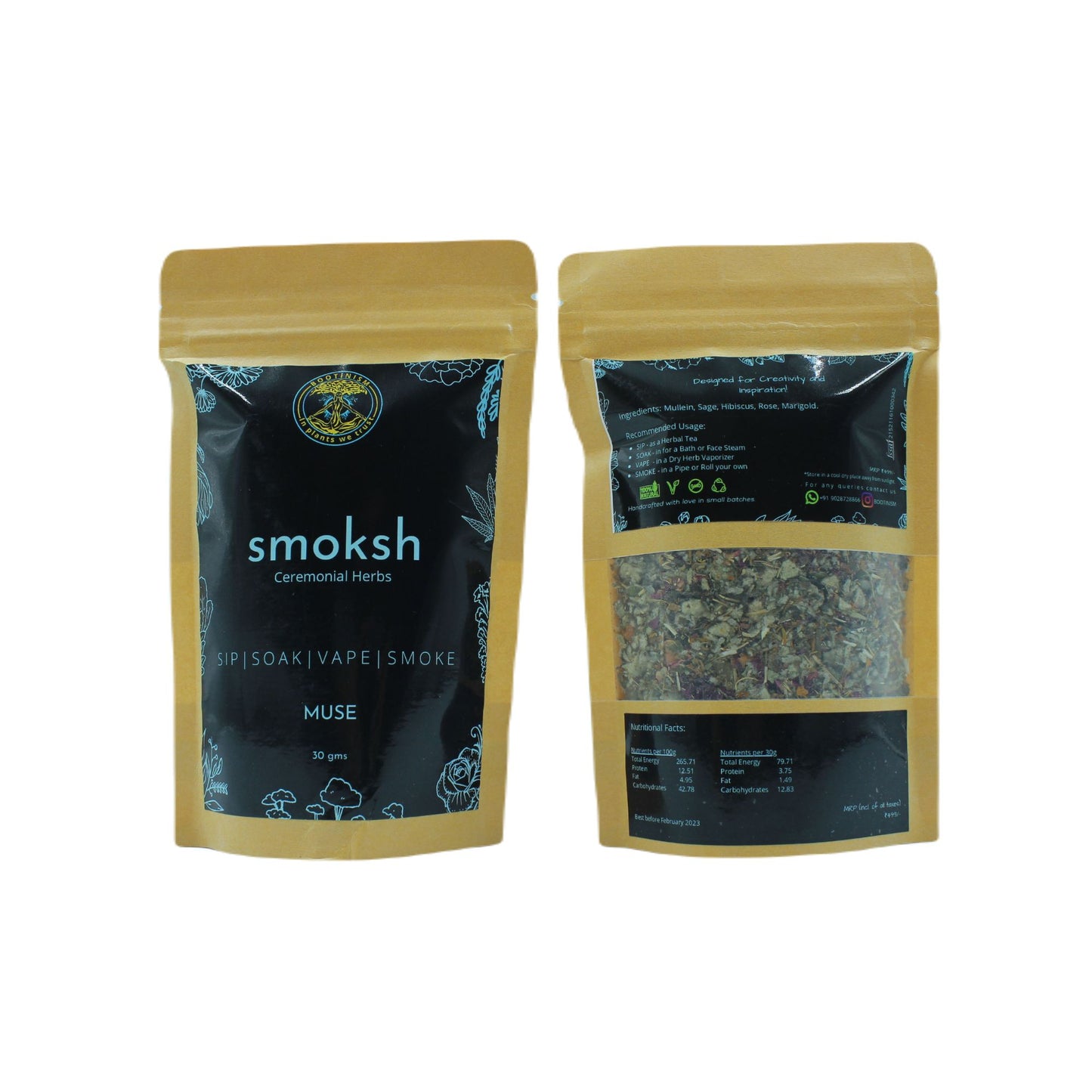 SMOKSH MUSE Herbal Smoking Blend 30g HighJack India