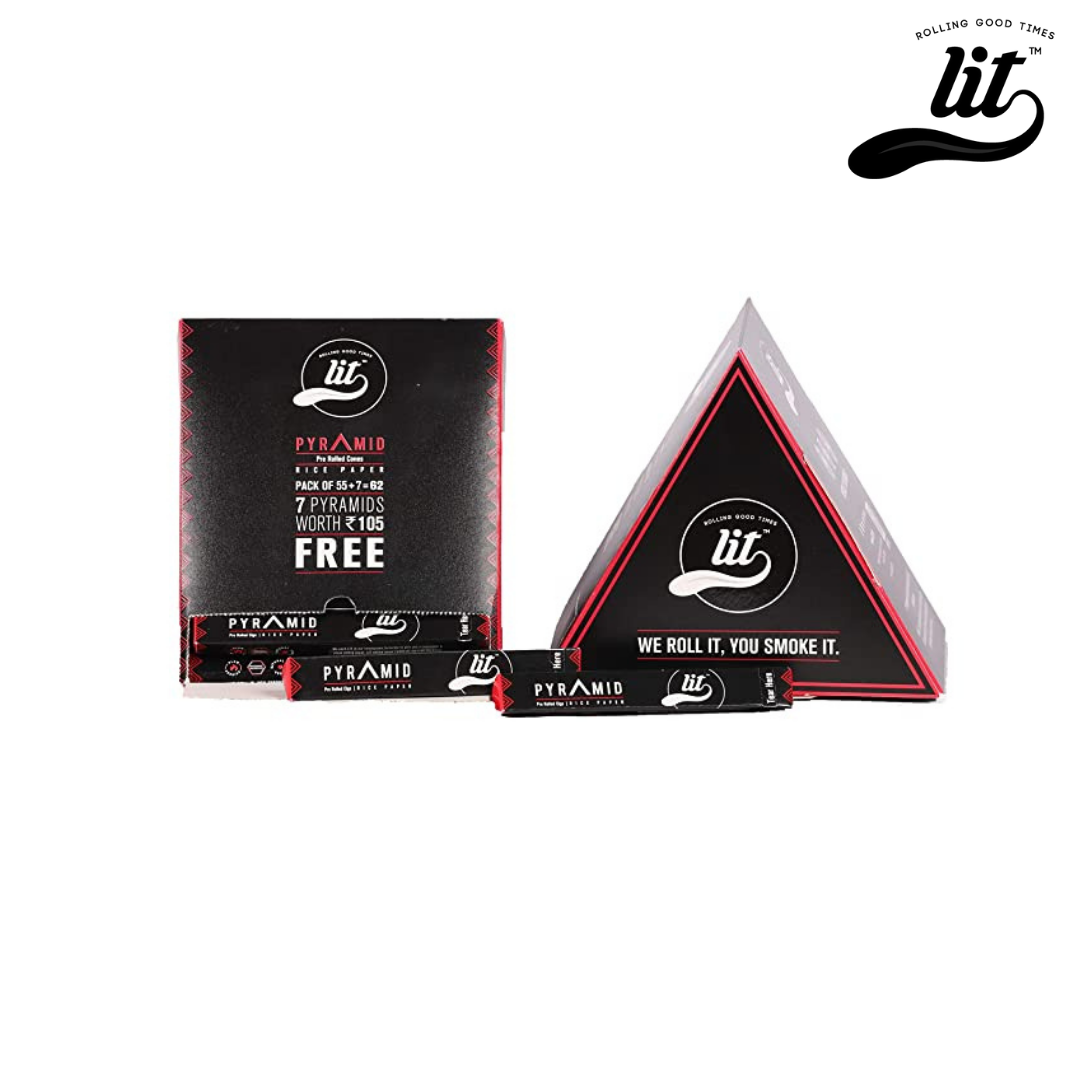 LIT Pyramid Unbleached White Pre-Rolled Cone-62 cones - HighJack