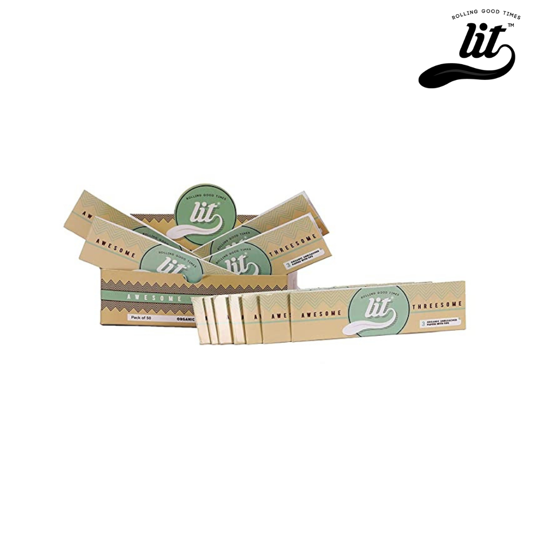 LIT Awesome Threesome King Size Brown Smoking Paper-Pack of 50 - HighJack