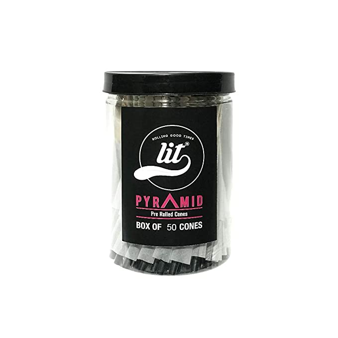 LIT Pyramid Unbleached Party Jar of 50 King Size White Pre Rolled Cones-50 Cones - HighJack