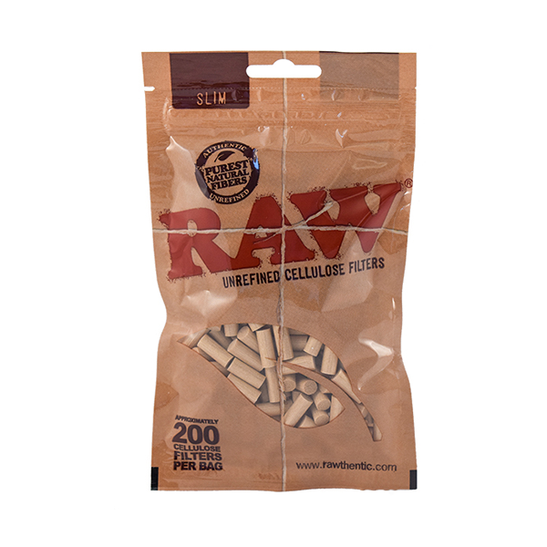 RAW Slim Unrefined Cellulose Filters 6mm x 22mm-Pack of 200 | HighJack