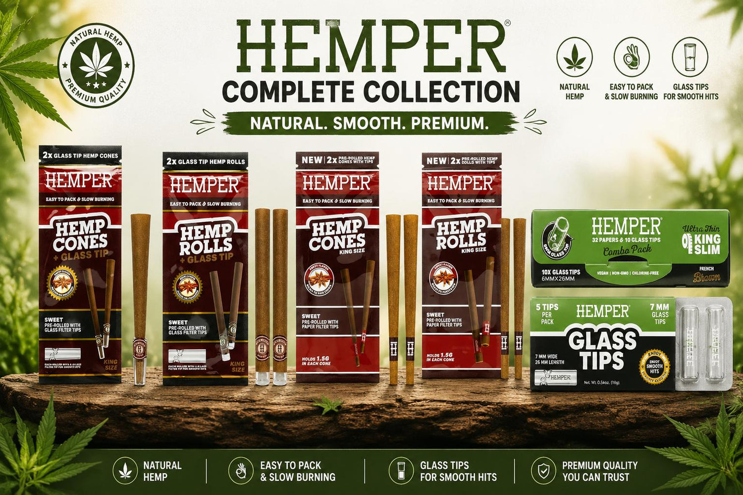 Hemper | Paper | Cones | Glasstips 