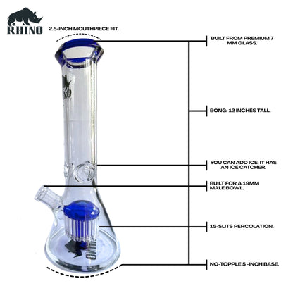 12-Inch Glass  Percolator Bong