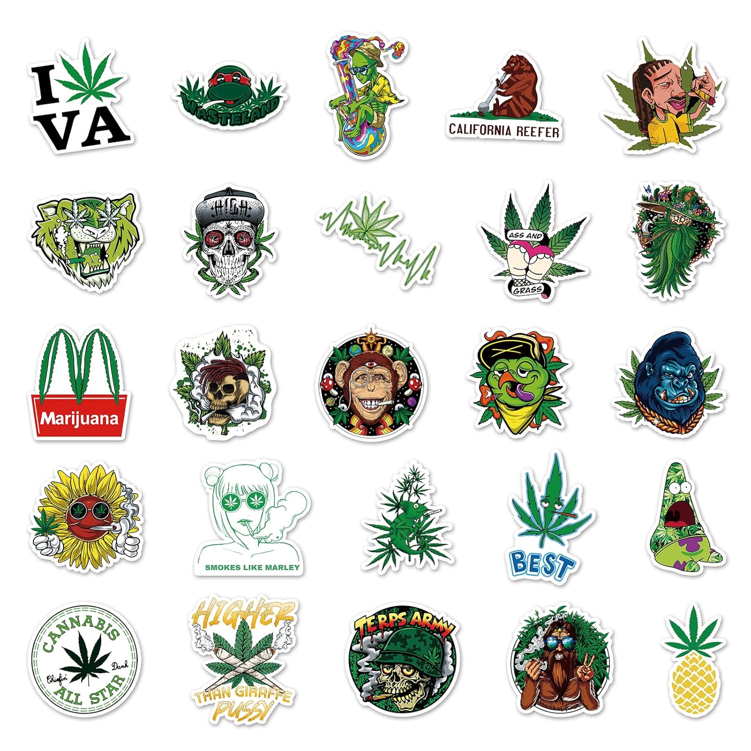 420-themed Stickers - Pack of 50