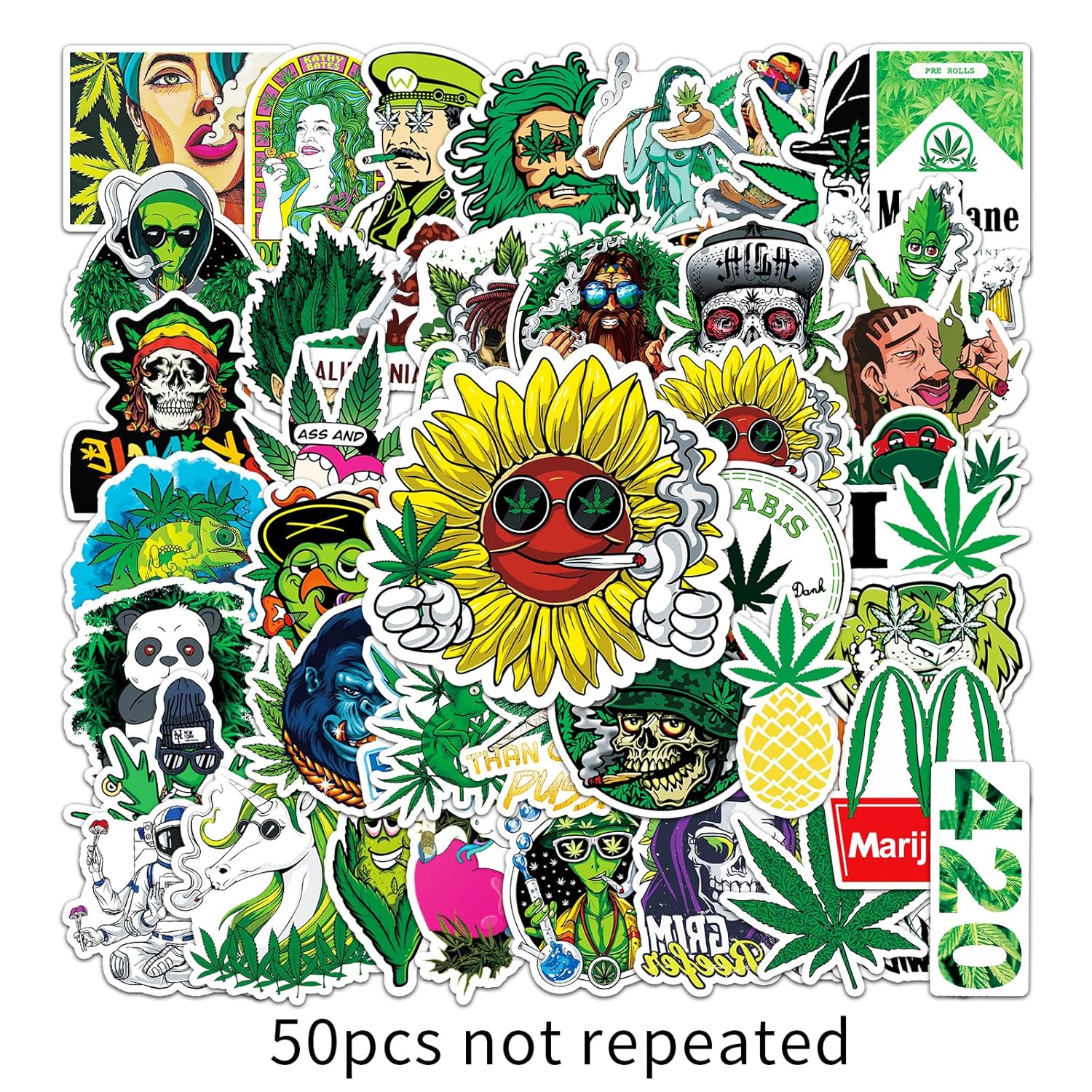 420-themed Stickers - Pack of 50