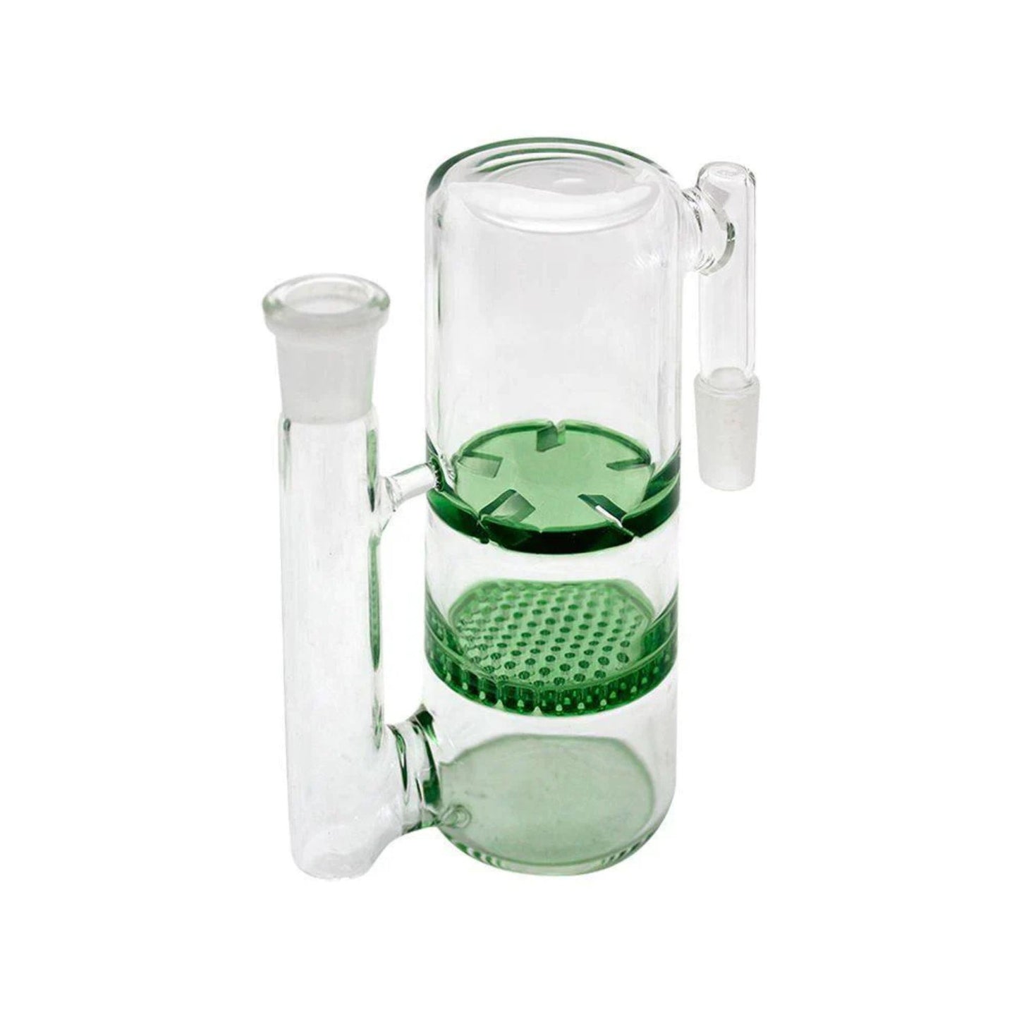 Double Perc Glass Ash Catcher | 14mm male