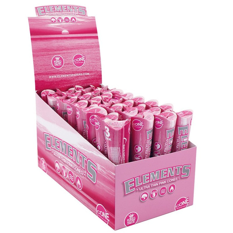 Elements King Size Pink Pre-rolled cones full box