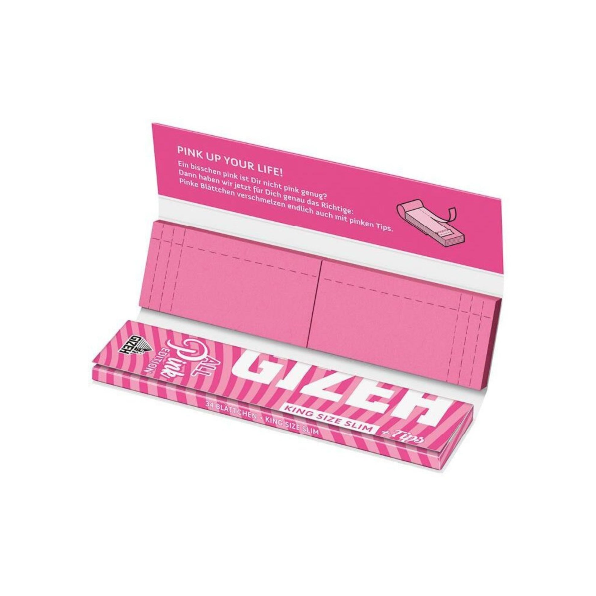 GIZEH Pink Ks Slim Rolling Paper and Tips