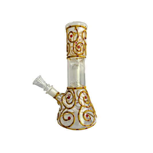 Multi-colored Glass Bong - Yellow Spiral