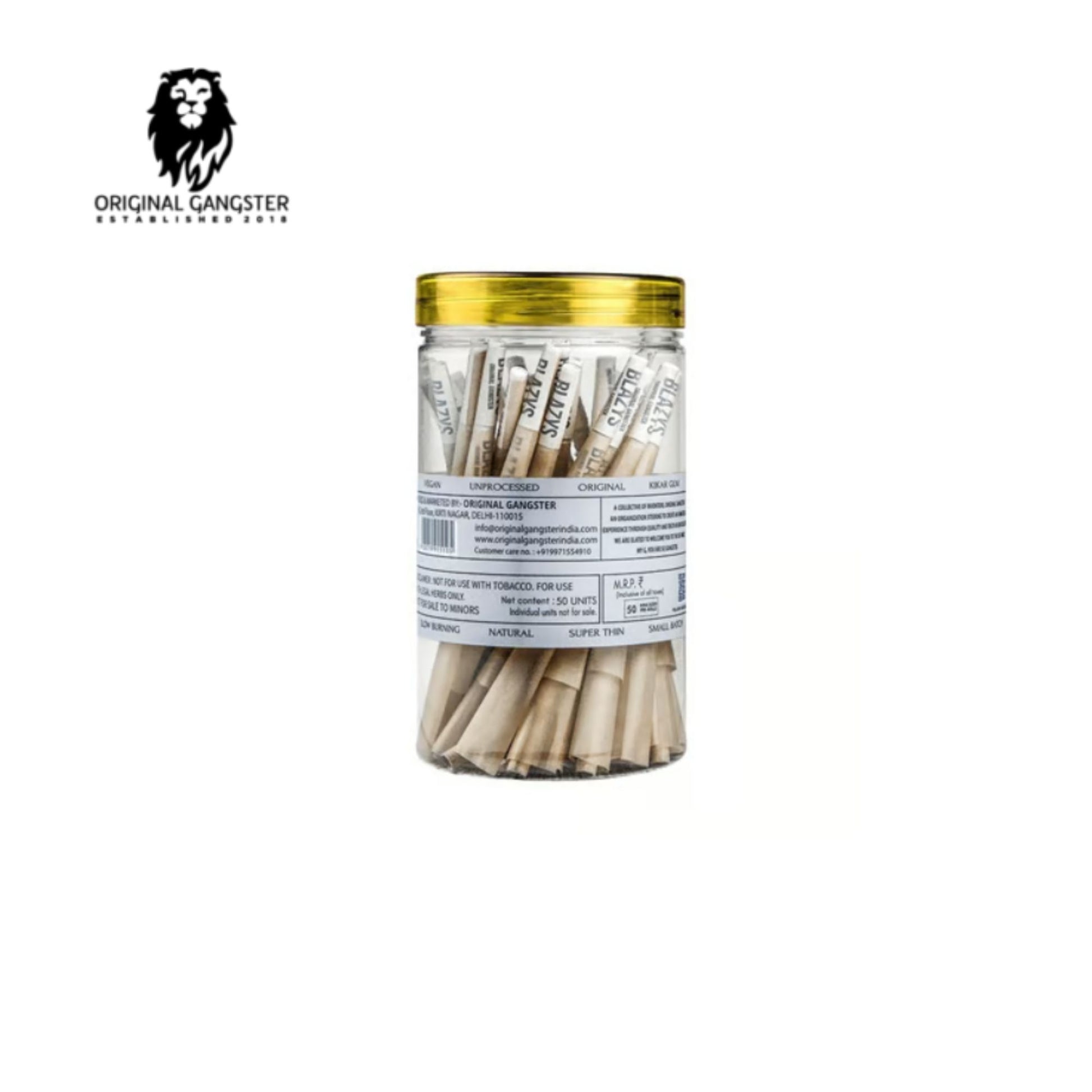 ORIGINAL GANGSTER Blazys Pre-Rolled Cones - Jar of 50