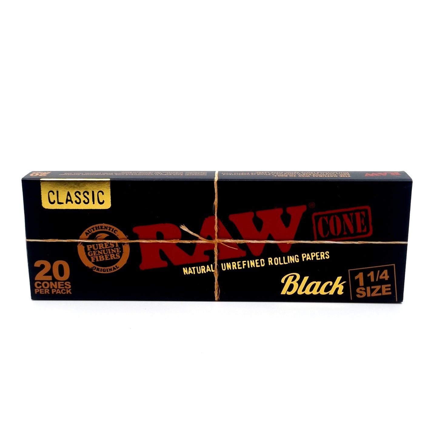 RAW Black 1 1/4 Size Pre-Rolled Cones