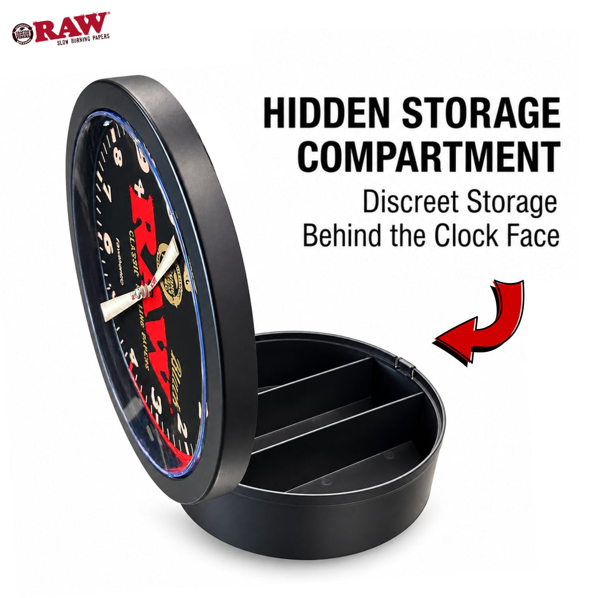 Raw Secret Stash Clock with Hidden Storage 