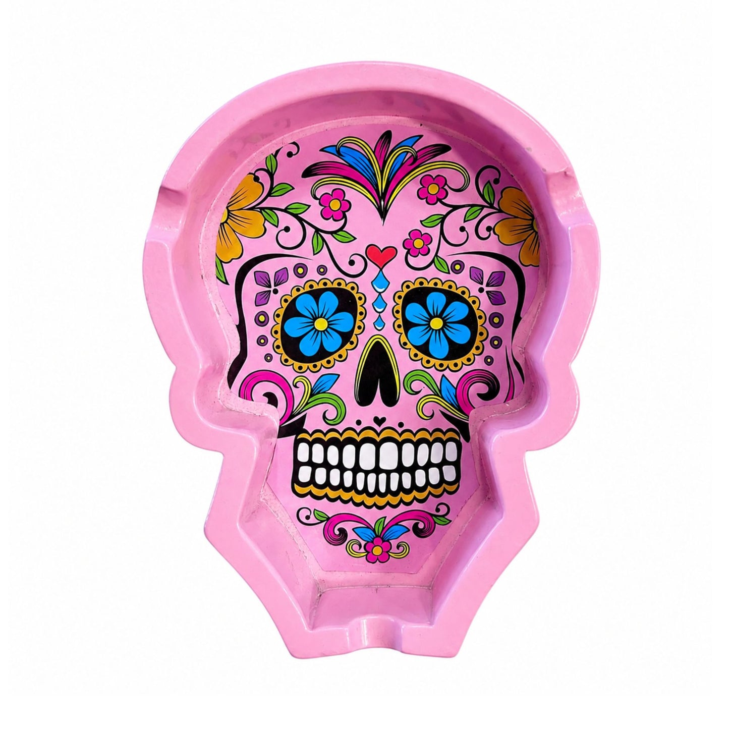  Resin Sugar Skull Ashtray - Pink 
