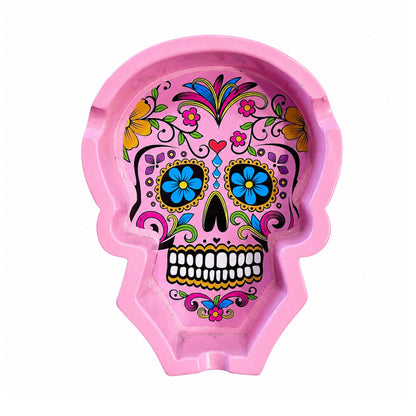  Resin Sugar Skull Ashtray - Pink 