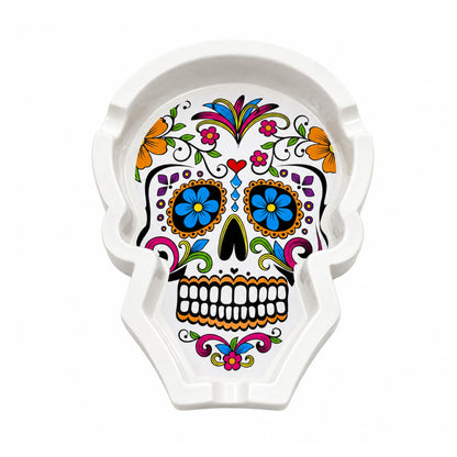  Resin Sugar Skull Ashtray - White 