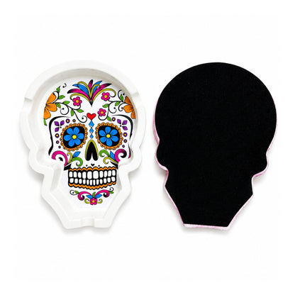  Resin Sugar Skull Ashtray Front/ Back View 