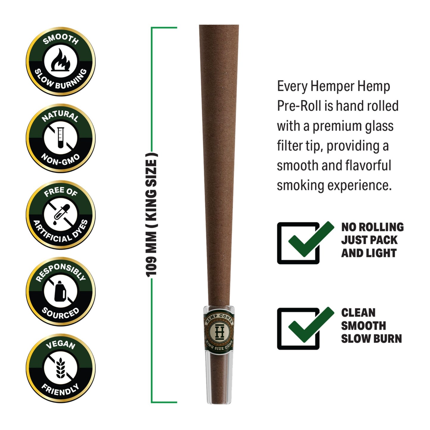 Hemper Pre-Rolled Hemp Cones With Glass Tips
