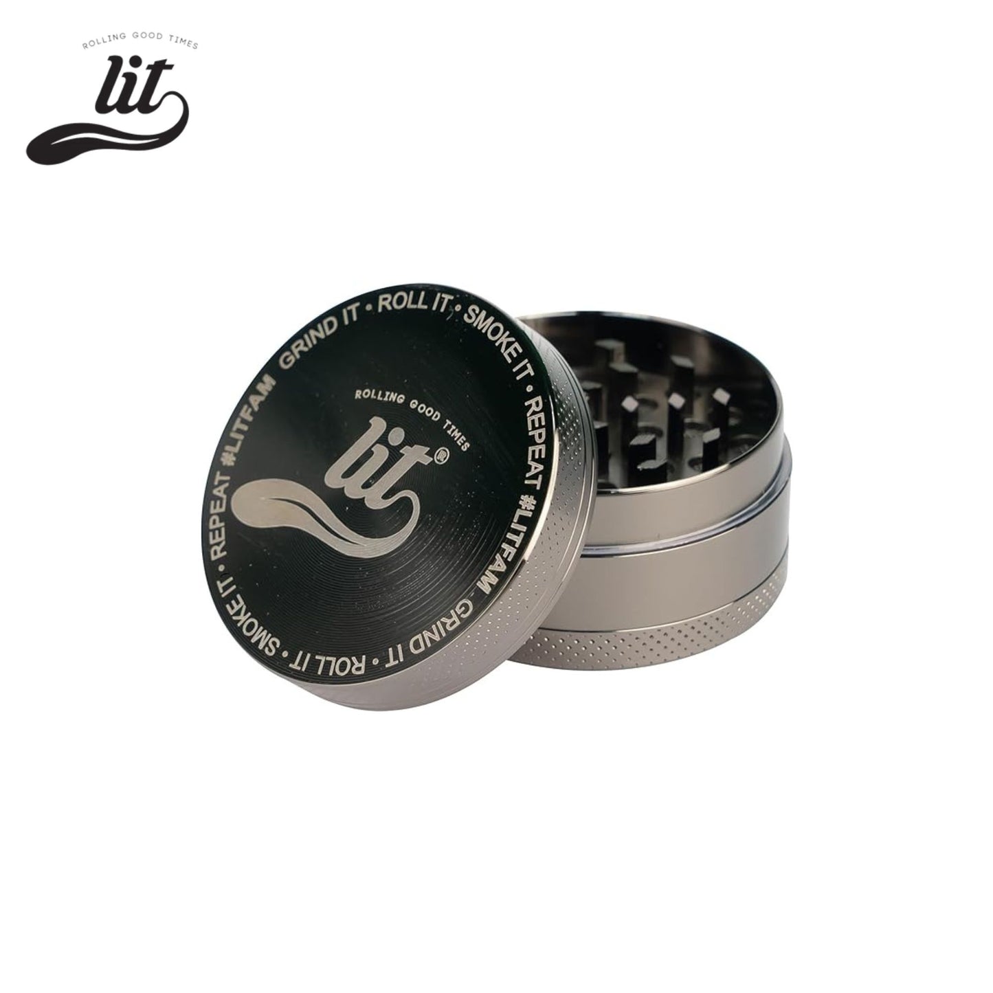 Lit Grinder |  3 Part Sharp Teeth Herb Crusher | 50MM