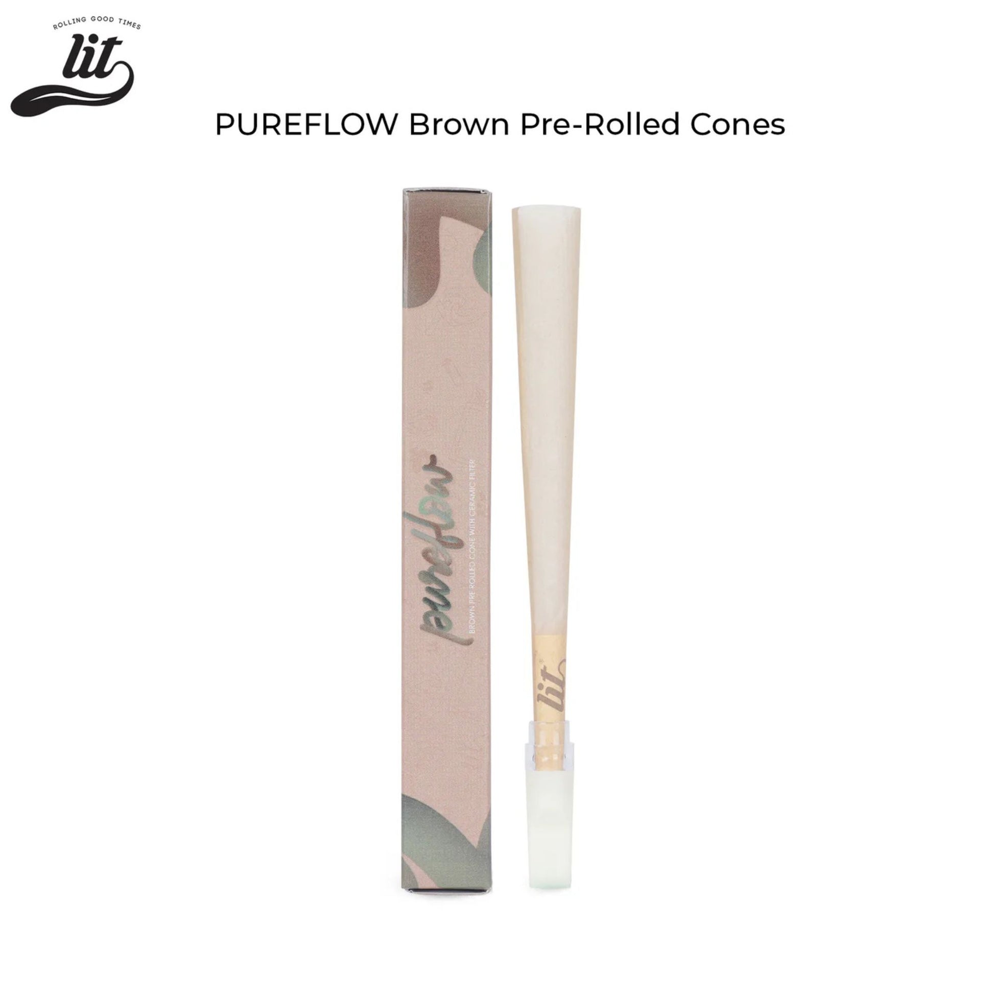 Lit Pureflow Preroll Cone—Brown 