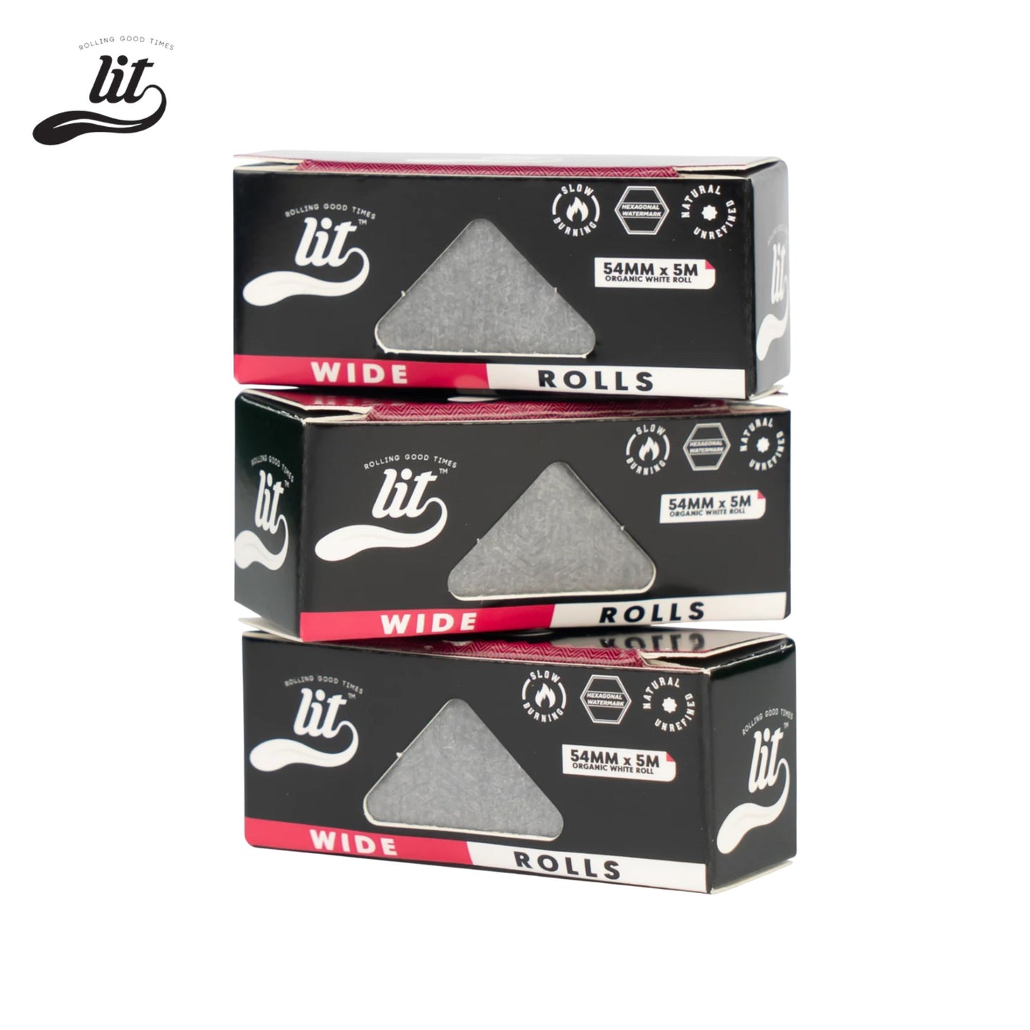 lit white paper roll packs