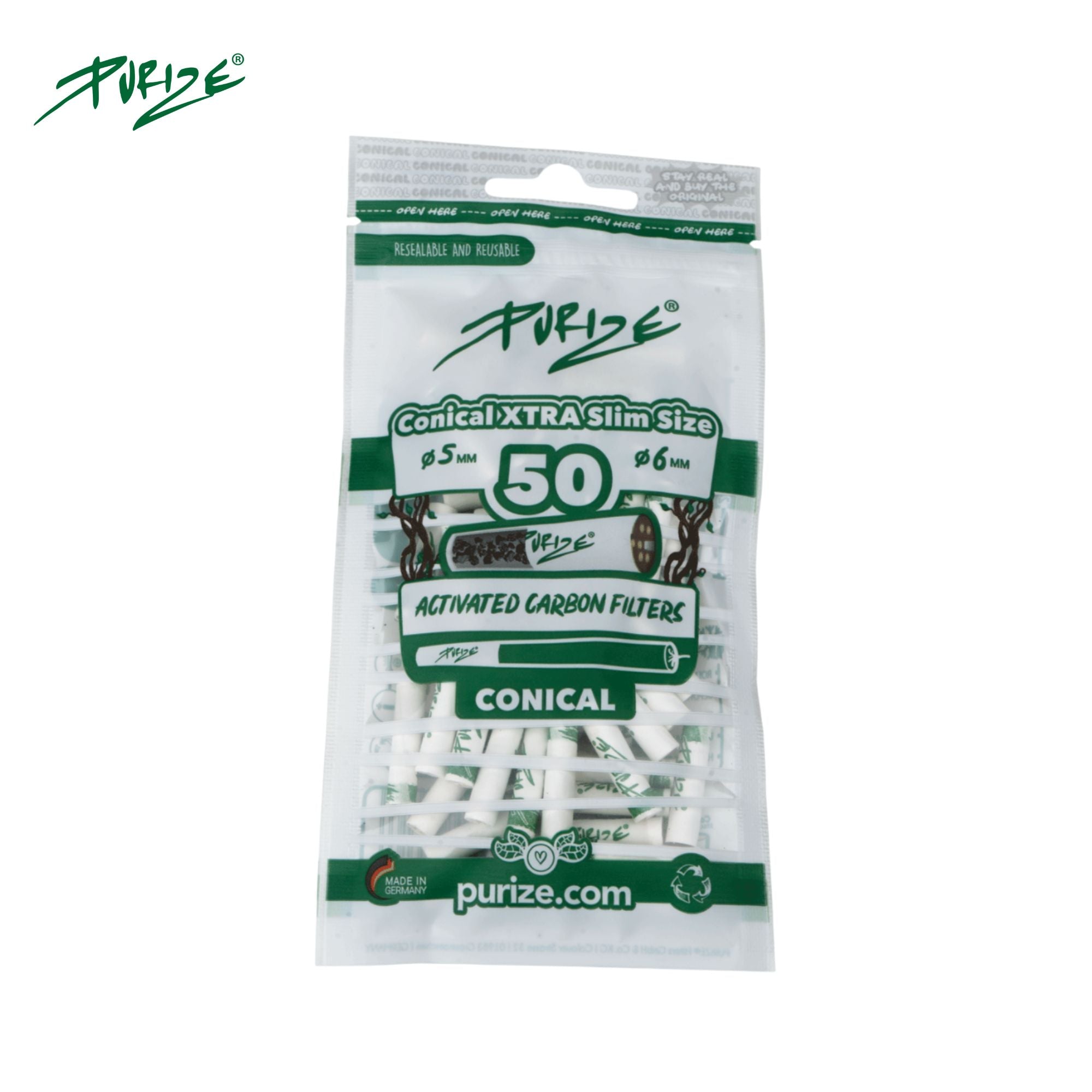 Purize Conical Xtra Slim Size Filter | Pack of 50 – HighJack
