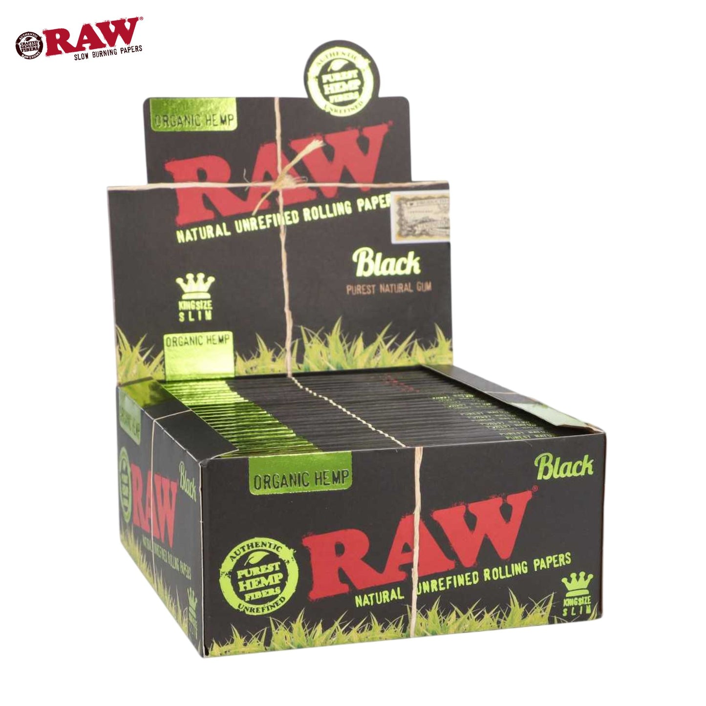 Raw Black Organic Hemp King Size Rolling Paper Full Box