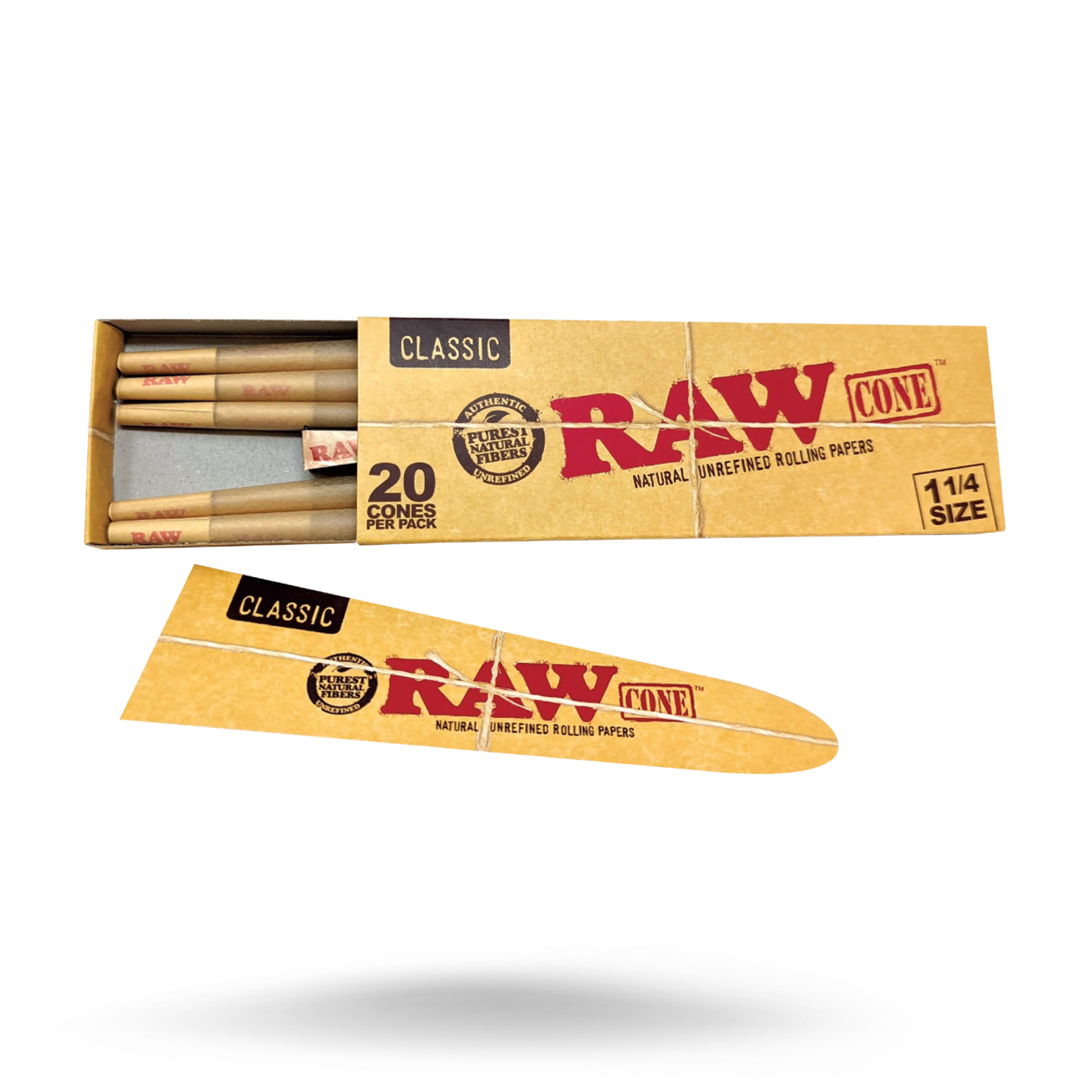 RAW Classic 1 1/4 Size Pre-Rolled Cones Pack of 20